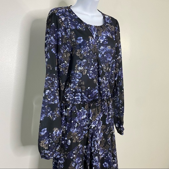 Parker Dark Blue Bonnet Long Sleeve Asymmetrical Dress - - Picture 4 of 10